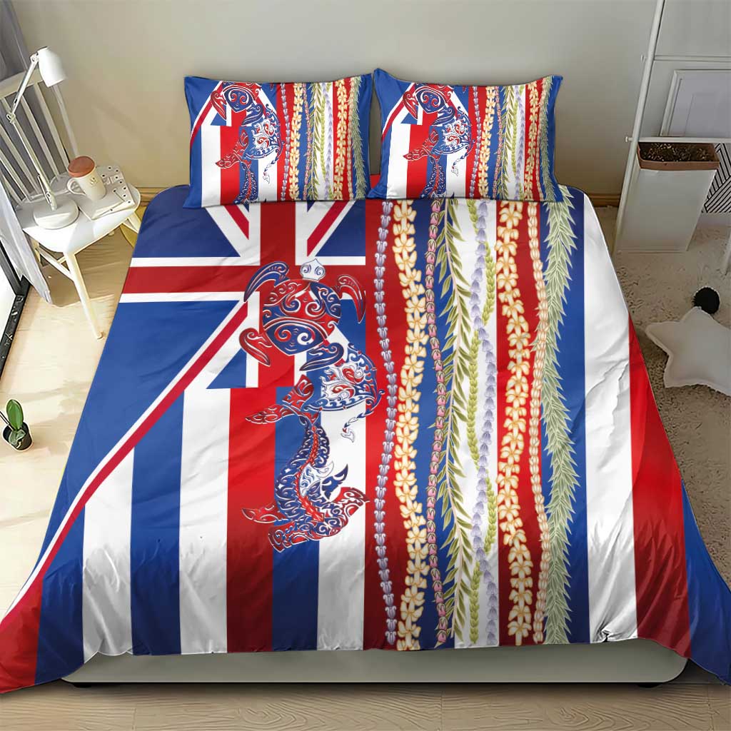 Hawaiian Sea Animals Bedding Set with Lei and Flag Style