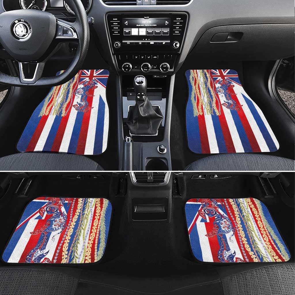 Hawaiian Sea Animals Car Mats with Lei and Flag Style