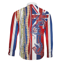Hawaiian Sea Animals Family Matching Puletasi and Hawaiian Shirt with Lei and Flag Style