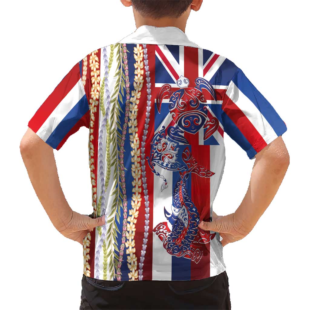Hawaiian Sea Animals Hawaiian Shirt with Lei and Flag Style LT03 - Polynesian Pride