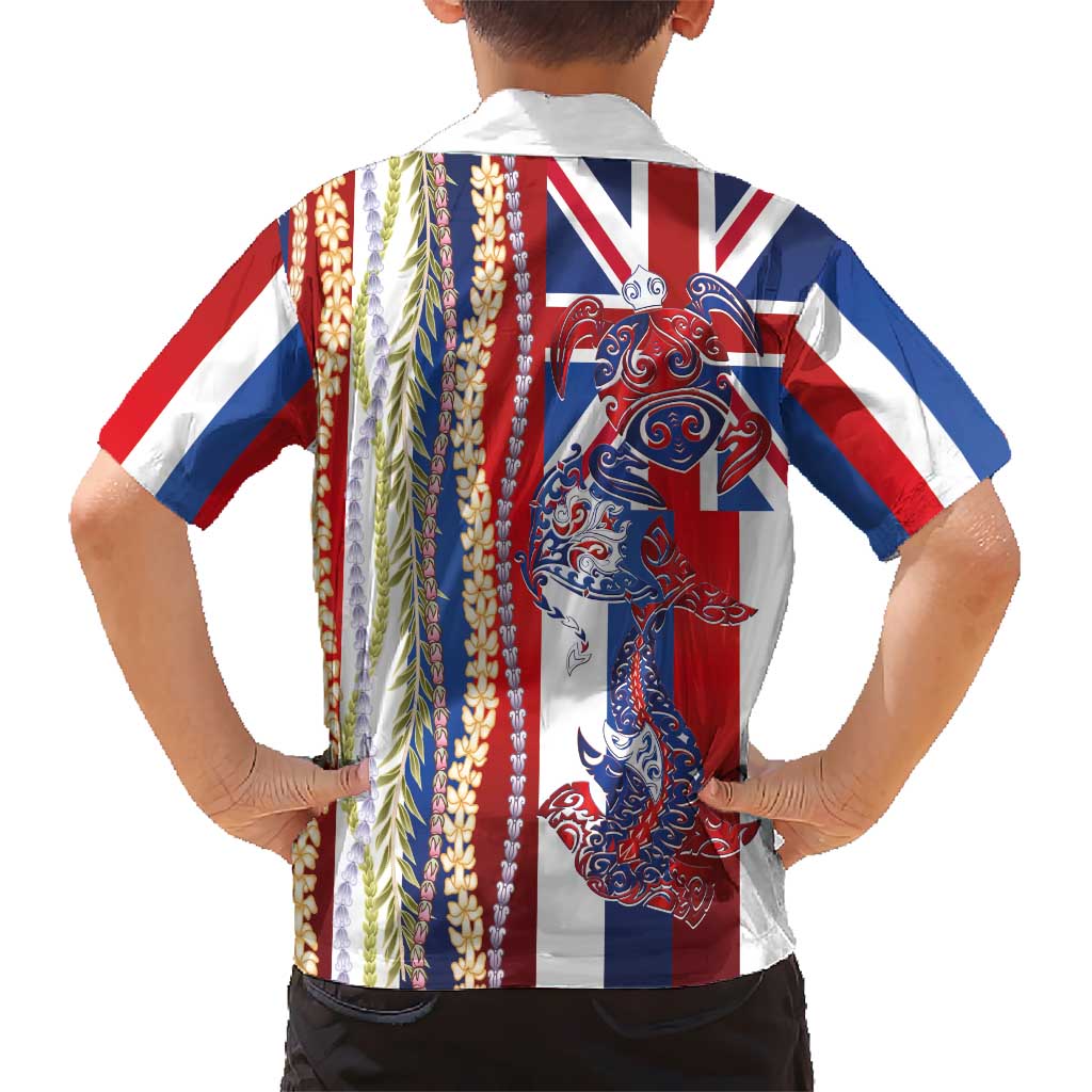 Hawaiian Sea Animals Kid Hawaiian Shirt with Lei and Flag Style LT03 - Polynesian Pride