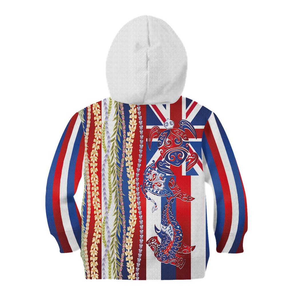 Hawaiian Sea Animals Kid Hoodie with Lei and Flag Style LT03 - Polynesian Pride