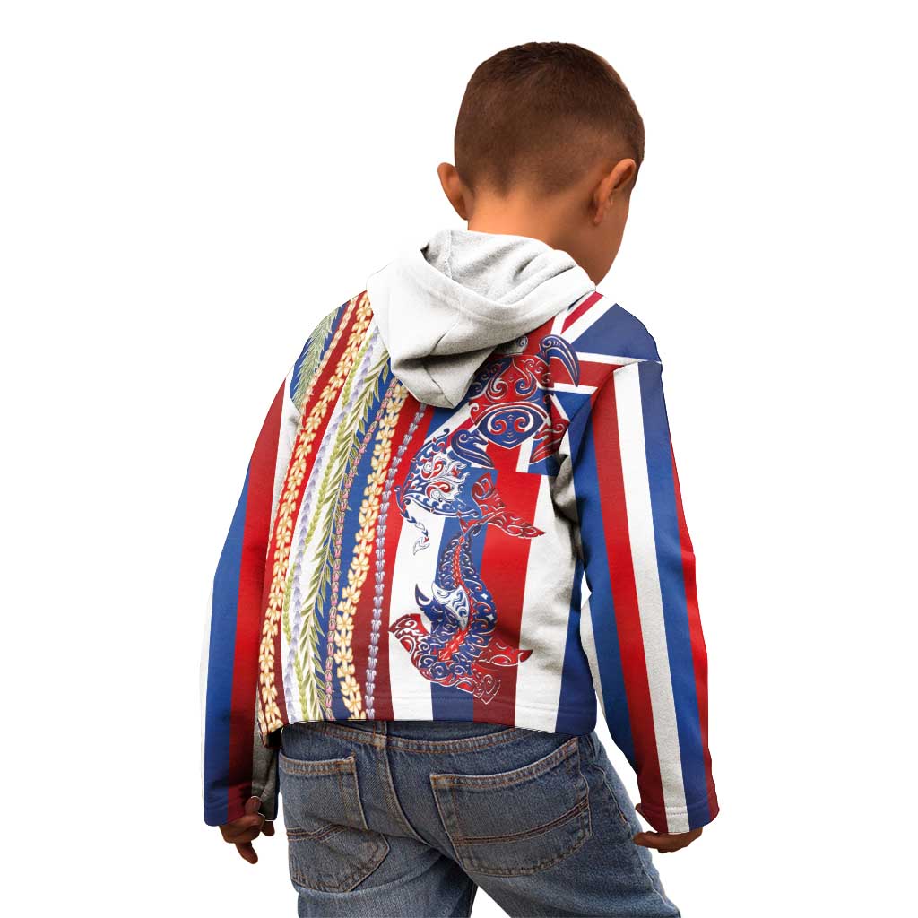 Hawaiian Sea Animals Kid Hoodie with Lei and Flag Style LT03 - Polynesian Pride