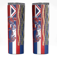 Hawaiian Sea Animals Skinny Tumbler with Lei and Flag Style