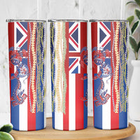 Hawaiian Sea Animals Skinny Tumbler with Lei and Flag Style