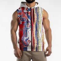 Hawaiian Sea Animals Sleeveless Zip Hoodie with Lei and Flag Style LT03 - Polynesian Pride