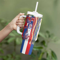 Hawaiian Sea Animals Tumbler With Handle with Lei and Flag Style LT03 - Polynesian Pride