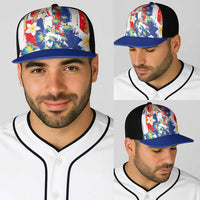Hawaiian Sea Turtles and Plumeria Baseball Net Cap with Lei and Flag Grunge Style