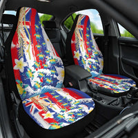Hawaiian Sea Turtles and Plumeria Car Seat Cover with Lei and Flag Grunge Style LT03 One Size Multicolor - Polynesian Pride