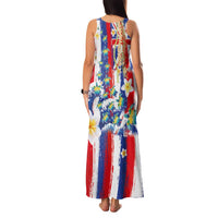 Hawaiian Sea Turtles and Plumeria Family Matching Tank Maxi Dress and Hawaiian Shirt with Lei and Flag Grunge Style LT03 - Polynesian Pride