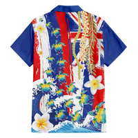 Hawaiian Sea Turtles and Plumeria Hawaiian Shirt with Lei and Flag Grunge Style LT03 - Polynesian Pride