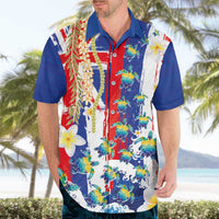 Hawaiian Sea Turtles and Plumeria Hawaiian Shirt with Lei and Flag Grunge Style LT03 - Polynesian Pride