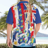 Hawaiian Sea Turtles and Plumeria Hawaiian Shirt with Lei and Flag Grunge Style LT03 - Polynesian Pride