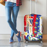 Hawaiian Sea Turtles and Plumeria Luggage Cover with Lei and Flag Grunge Style LT03 - Polynesian Pride