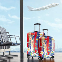 Hawaiian Sea Turtles and Plumeria Luggage Cover with Lei and Flag Grunge Style LT03 - Polynesian Pride