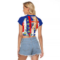 Hawaiian Sea Turtles and Plumeria Raglan Cropped T Shirt with Lei and Flag Grunge Style LT03 - Polynesian Pride