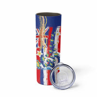 Hawaiian Sea Turtles and Plumeria Skinny Tumbler with Lei and Flag Grunge Style