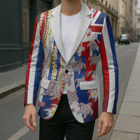 Hawaiian Polynesian Tribal Turtles Blazer with Lei and Flag Style