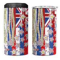Hawaiian Polynesian Tribal Turtles 4 in 1 Can Cooler Tumbler with Lei and Flag Style