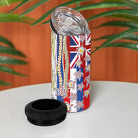 Hawaiian Polynesian Tribal Turtles 4 in 1 Can Cooler Tumbler with Lei and Flag Style