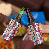 Hawaiian Polynesian Tribal Turtles 4 in 1 Can Cooler Tumbler with Lei and Flag Style