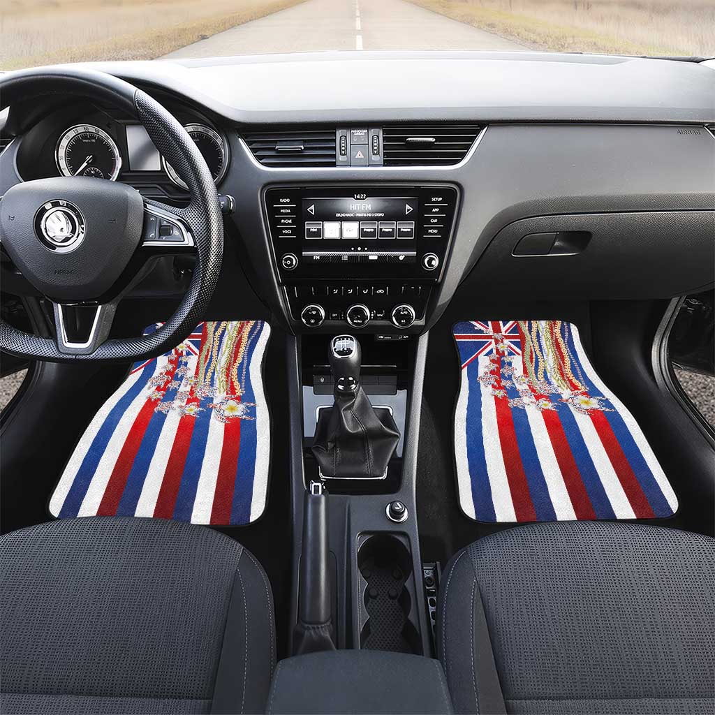 Hawaiian Polynesian Tribal Turtles Car Mats with Lei and Flag Style LT03 Set 2pcs - Front Multicolor - Polynesian Pride