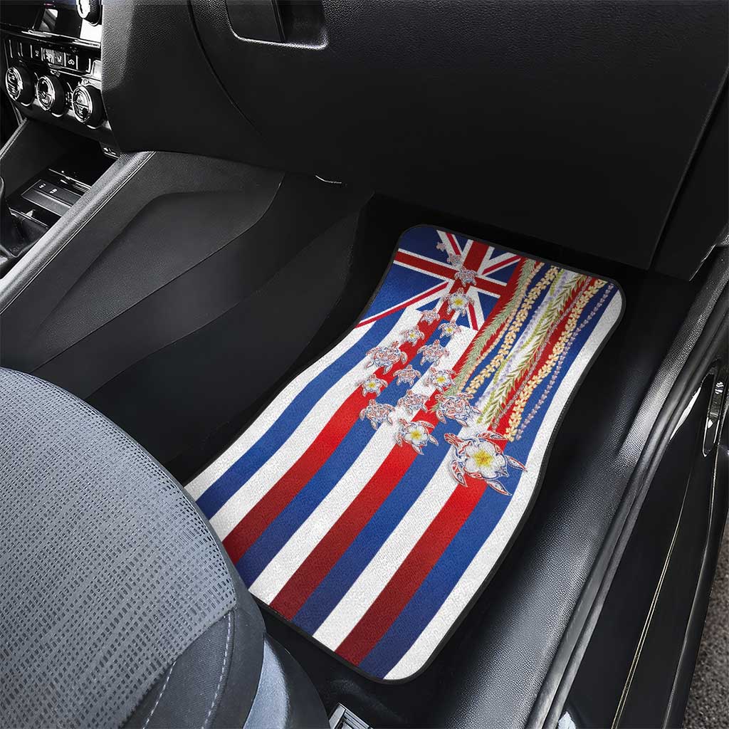 Hawaiian Polynesian Tribal Turtles Car Mats with Lei and Flag Style LT03 - Polynesian Pride
