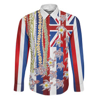 Hawaiian Polynesian Tribal Turtles Family Matching Off Shoulder Short Dress and Hawaiian Shirt with Lei and Flag Style