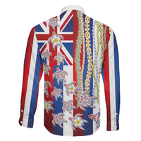 Hawaiian Polynesian Tribal Turtles Family Matching Puletasi and Hawaiian Shirt with Lei and Flag Style