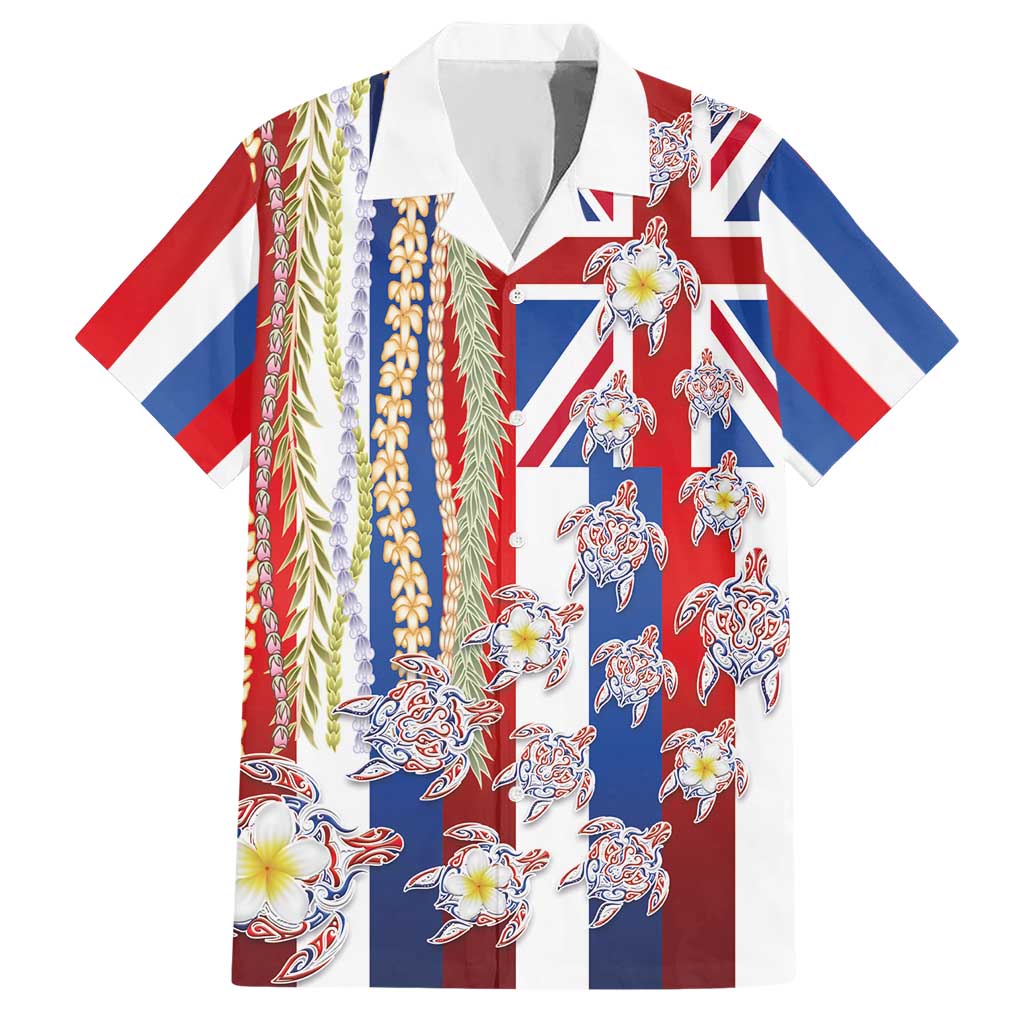 Hawaiian Polynesian Tribal Turtles Hawaiian Shirt with Lei and Flag Style LT03 Multicolor - Polynesian Pride
