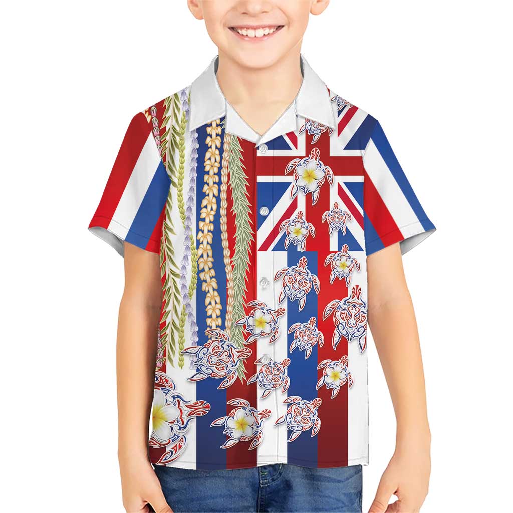 Hawaiian Polynesian Tribal Turtles Hawaiian Shirt with Lei and Flag Style LT03 - Polynesian Pride