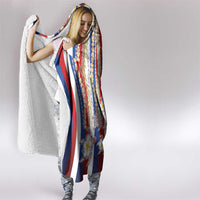 Hawaiian Polynesian Tribal Turtles Hooded Blanket with Lei and Flag Style