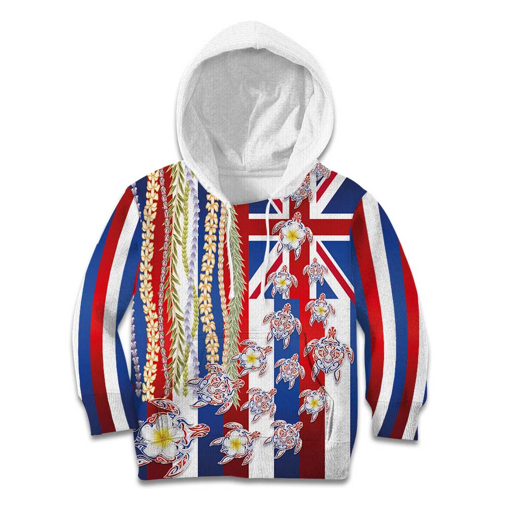 Hawaiian Polynesian Tribal Turtles Kid Hoodie with Lei and Flag Style LT03 Hoodie Multicolor - Polynesian Pride