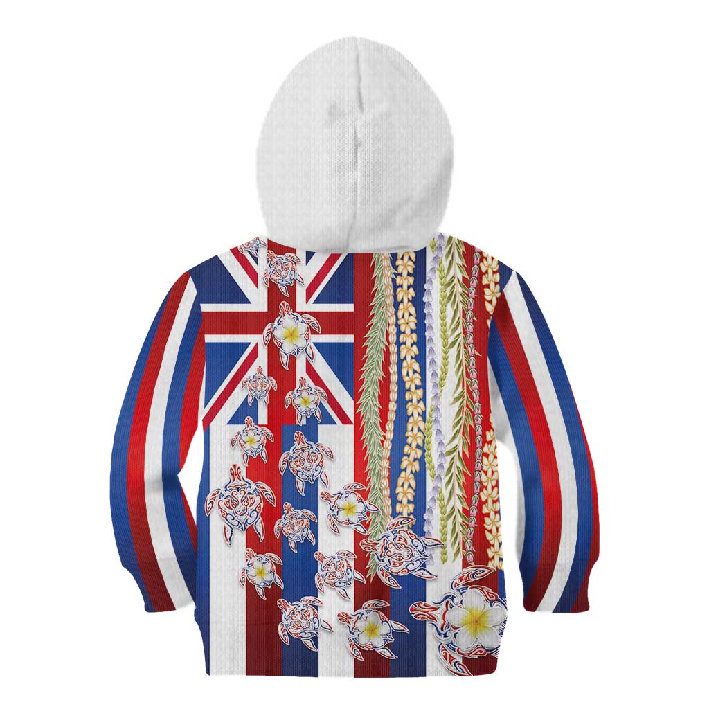 Hawaiian Polynesian Tribal Turtles Kid Hoodie with Lei and Flag Style LT03 - Polynesian Pride