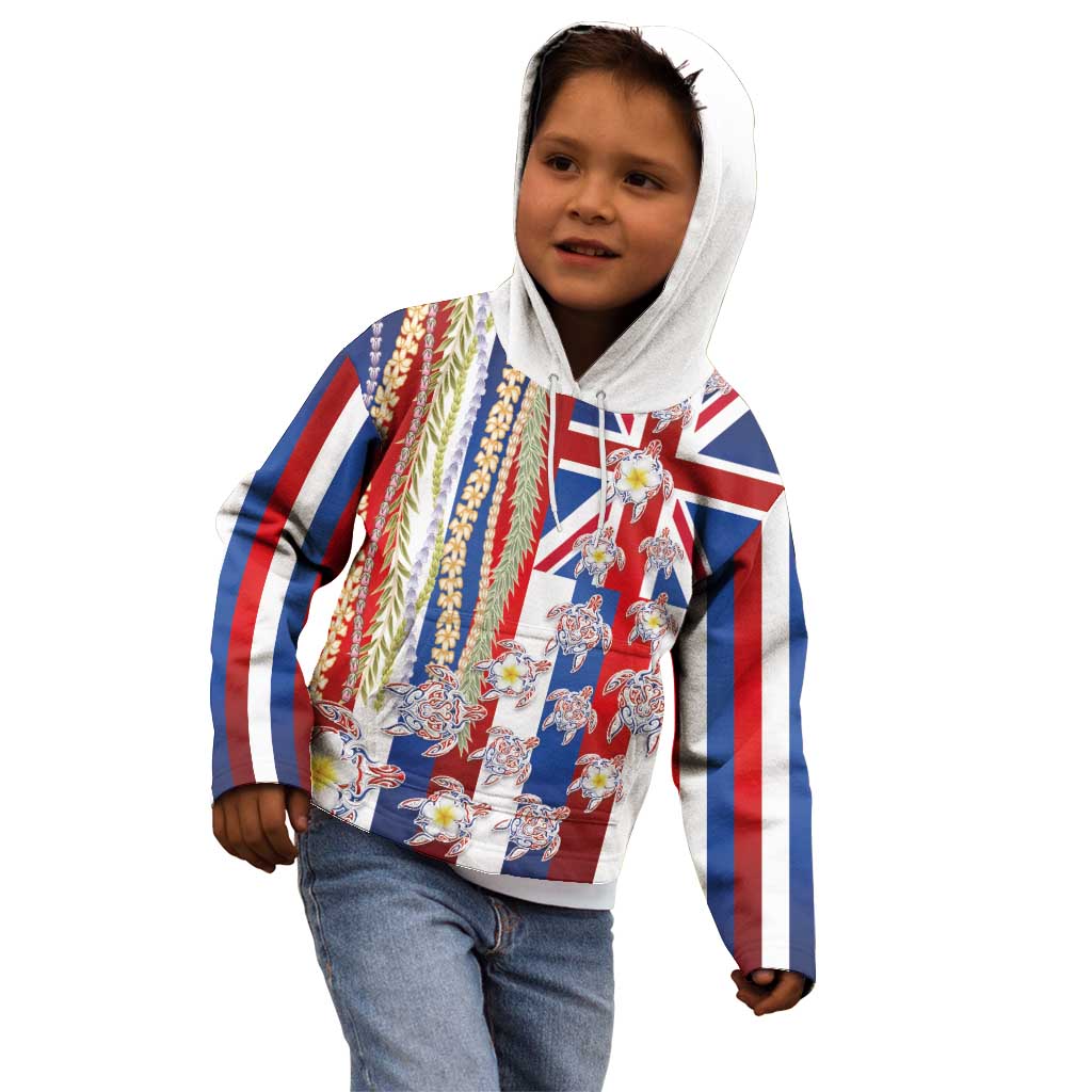 Hawaiian Polynesian Tribal Turtles Kid Hoodie with Lei and Flag Style LT03 - Polynesian Pride