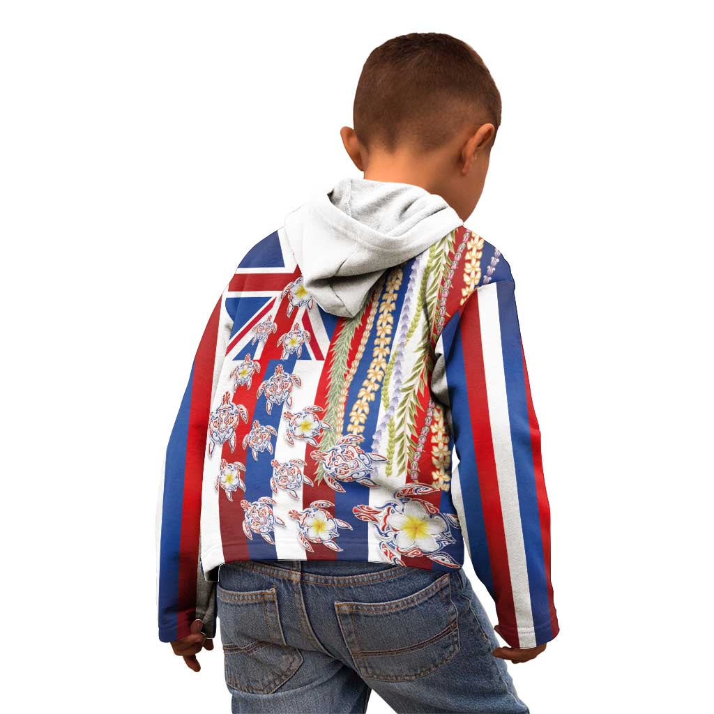Hawaiian Polynesian Tribal Turtles Kid Hoodie with Lei and Flag Style LT03 - Polynesian Pride