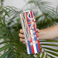 Hawaiian Polynesian Tribal Turtles Skinny Tumbler with Lei and Flag Style
