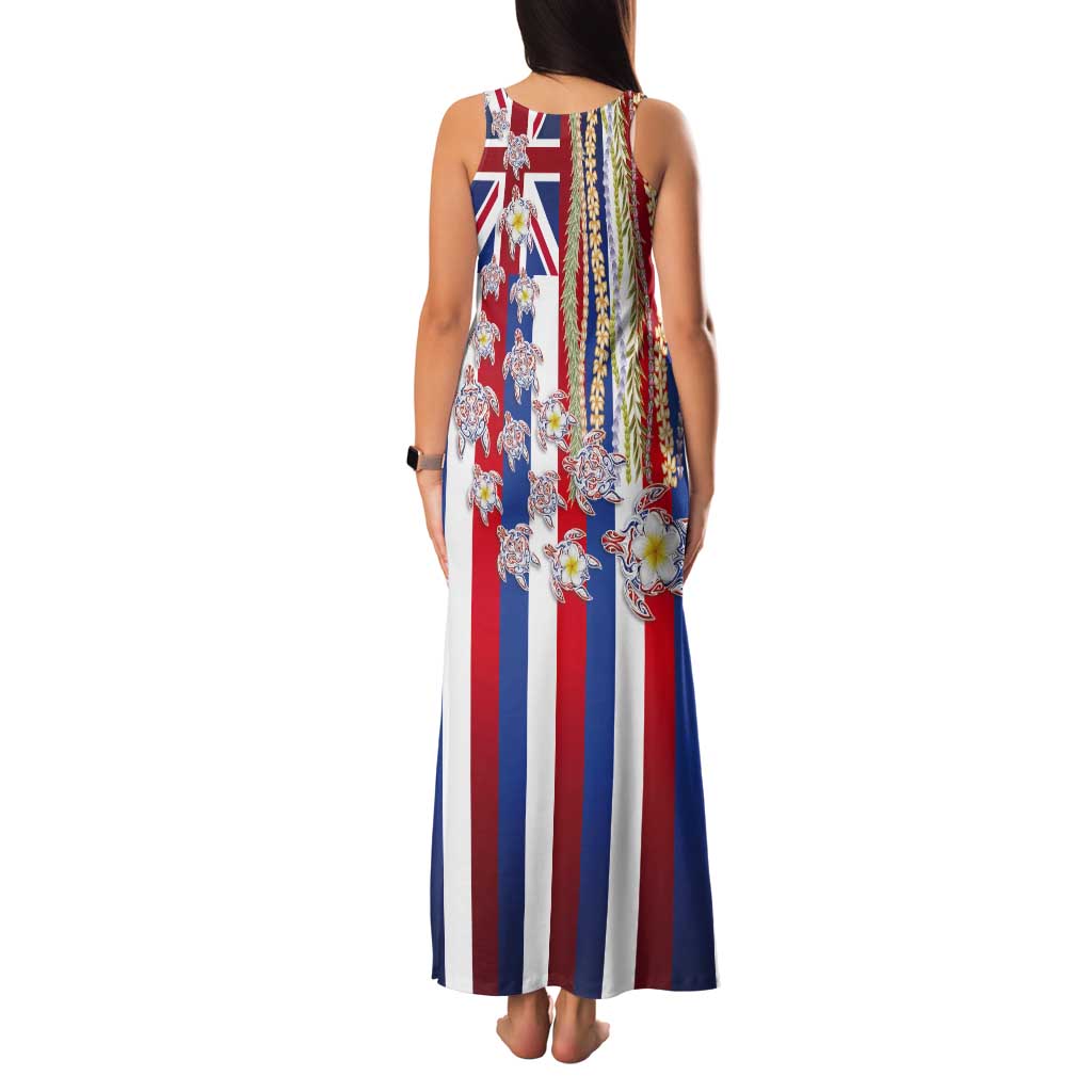 Hawaiian Polynesian Tribal Turtles Tank Maxi Dress with Lei and Flag Style LT03 - Polynesian Pride