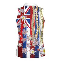 Hawaiian Polynesian Tribal Turtles Women Sleeveless Polo Shirt with Lei and Flag Style LT03 - Polynesian Pride