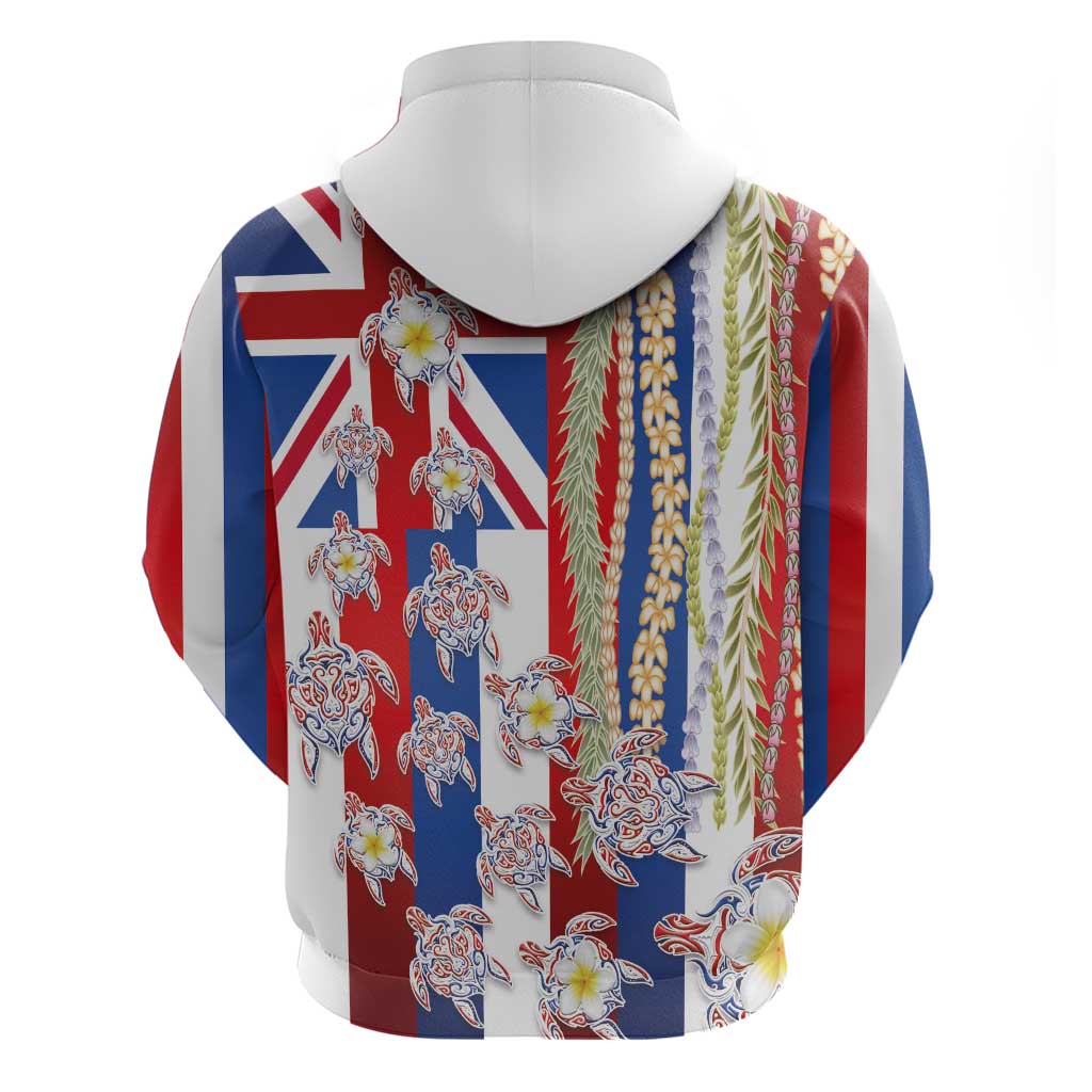 Hawaiian Polynesian Tribal Turtles Zip Hoodie with Lei and Flag Style LT03 - Polynesian Pride