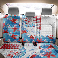 Hawaiian Tribal Manta Ray Back Car Seat Cover Kakau Tattoo and Flowers Surfing Waves Pattern Ocean Color LT03 - Polynesian Pride