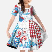 Hawaiian Tribal Manta Ray Family Matching Long Sleeve Bodycon Dress and Hawaiian Shirt Kakau Tattoo and Flowers Surfing Waves Pattern Ocean Color