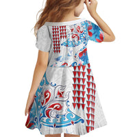 Hawaiian Tribal Manta Ray Family Matching Long Sleeve Bodycon Dress and Hawaiian Shirt Kakau Tattoo and Flowers Surfing Waves Pattern Ocean Color
