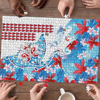 Hawaiian Tribal Manta Ray Puzzle Kakau Tattoo and Flowers Surfing Waves Pattern Ocean Color LT03 - Polynesian Pride