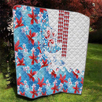 Hawaiian Tribal Manta Ray Quilt Kakau Tattoo and Flowers Surfing Waves Pattern Ocean Color LT03 - Polynesian Pride