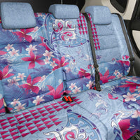Hawaiian Tribal Manta Ray Back Car Seat Cover Kakau Tattoo and Flowers Surfing Waves Pattern Soft Color
