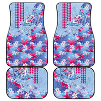 Hawaiian Tribal Manta Ray Car Mats Kakau Tattoo and Flowers Surfing Waves Pattern Soft Color LT03 - Polynesian Pride