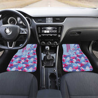 Hawaiian Tribal Manta Ray Car Mats Kakau Tattoo and Flowers Surfing Waves Pattern Soft Color LT03 Set 2pcs - Front Multicolor - Polynesian Pride