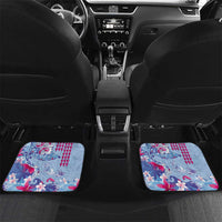 Hawaiian Tribal Manta Ray Car Mats Kakau Tattoo and Flowers Surfing Waves Pattern Soft Color LT03 Set 2pcs - Back Multicolor - Polynesian Pride