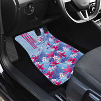 Hawaiian Tribal Manta Ray Car Mats Kakau Tattoo and Flowers Surfing Waves Pattern Soft Color LT03 - Polynesian Pride